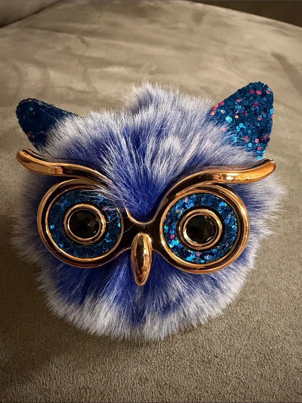 Faux Fur Owl Keychain Charm - Multicolor Options B 25